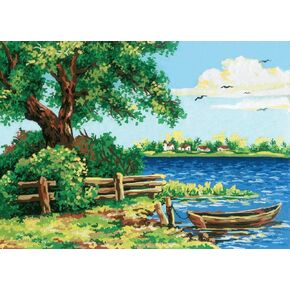 Needlepoint Painted Canvas Tapestry Gobelin - Landscape. 12"x16" 10196 by Collection D'Art