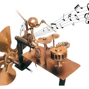 Metal Windmill Drummer Sculpture, Wind-Powered Garden Spinner, Kinetic Art Statue for Yard Patio Lawn Decor