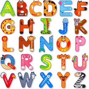 PENGFULL Large Size Felt Letters,26 ABC Cute Animal Alphabet Learning Self Adhesive,Felt Story Board Pieces for Flannel Board, for Kids, Toddlers 3 4 5 Years Old