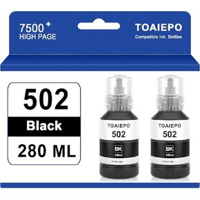 Black 502 Refill Ink Bottle Replacement for T502 Work for ET-2850 ET-2760 ET-3850 ET-3710 ET-3750 ET-3760 ET-4850 ET-4750 Printer
