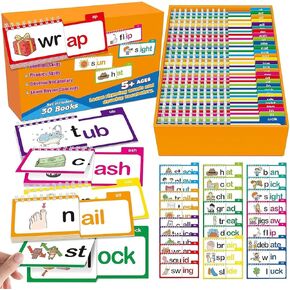 30 Reading & Rhyming Flipbooks, ABC Vocabulary Flashcards, Various Word Flip Books, Reading & Rhyming Flipping Activity Books, Letter Pronunciation Flashcards