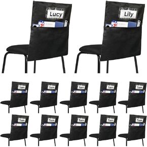12 Pack Chair Pockets for Classrooms - Seat Sacks Organizer for K-2 Students, Durable Fabric Storage Pockets for School Supplies & Books