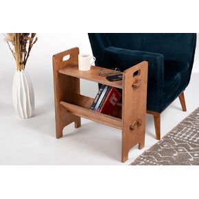 Narrow Side Table for Small Spaces Rustic End Table with Lower Shelf Slim Side Table for Couch Small Bedside Table for Living Room Bedroom