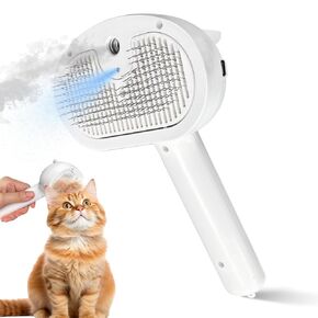 Steam Cat Brush for Shedding, 3 In 1 Cat Steam Brush for Indoor Cats and Dogs with Release Button, Self-Cleaning Pet Grooming Comb for Shedding, Massage & Detangling, Combing All In One