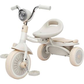 Foldable Baby Tricycle, Toddler Trike with Pedals, Cool Lights, Durable Wheels, Comfortable Seat, Tricycle for Toddlers 1-5 Years Old Girls, Boys (Blue)