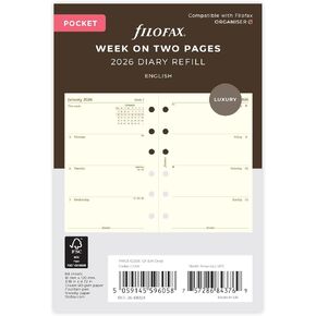 Filofax Pocket week on two pages cotton cream English 2026 diary 26-68224