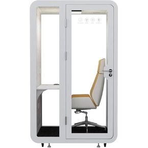 GEARONIC Mobile Office Pod Booth, Sound Proof Office Booth Pod with Mobile Roller, Larger Space for 4-6 People, LED Lighting System,Fans and AC USB Ports
