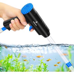 Aquarium Fish Tank Vacuum Cleaner - Unique Air Pressure Quick Start Pump Handle w/Thumb Control Knob Ajustable Water Flow Aquarium Water Changer for Fish Tank Cleaning Gravel & Sand