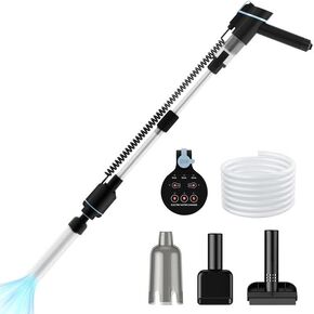 Aquarium Vacuum Gravel Cleaner,24W Electric Fish Tank Cleaning Tools,Multifunctional Fish Tank Gravel Cleaner Vacuum for Water Changer Wash Sand Circulation (Black)