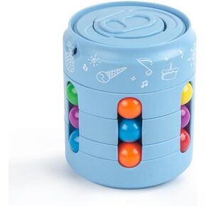 Magic Cube and Fidget Spinner, Rotating Fidget Cube Toy Set, Idea ADHD Fidget Toys, Adult Fidget Spinner for Anxiety Relief Therapy, Fidget Pack Great Gift for Adults Teens Boys Kids (Blue)