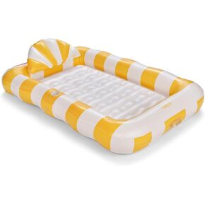 FUNBOY Tanning Pool Lounger Float, XL 72'' x 48'' Pool Float with Custom Pillow and Large Cup Holder, Perfect for Pool or Backyard.