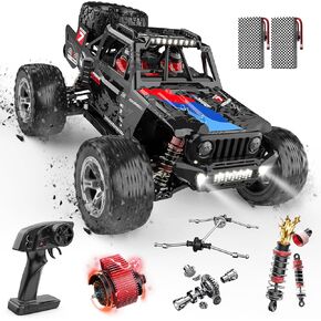 DEERC 207E 1/10 Brushless RC Car for Adults, 55+KMH 4WD Hobby Electric Off-Road RC Monster Truck, Hobby Grade Waterproof High Speed Remote Control Rally Car, 4X4 RC Vehicle with 3S Batteries for Adult