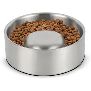 Dog Slow Feeder Stainless Steel Bowl – Non Slip Metal Bowls for Small to Medium Dog Breed – 3 Cup Food Capacity Feeding - Slow Down Fast Eating Dogs and Puppy