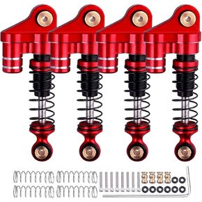 4Pack Red Threaded Shock Absorber Dampers for Axial SCX24 90081 1/24 RC Car