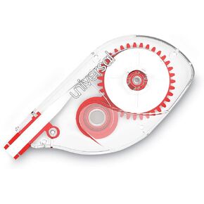 Universal Side-Application Correction Tape, Non-Refillable, Transparent Gray/Red Applicator, 0.2" x 393", 10/Pack
