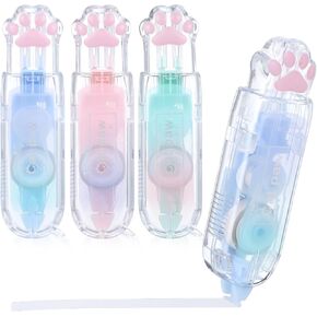 3 Pcs White Out Correction Tape, Retractable Correction Tape Pen Cute Cat Paw White Out Pen Double Sided Tapes Roller for Instant Corrections Glue Tapes Roller for School Office Supplies