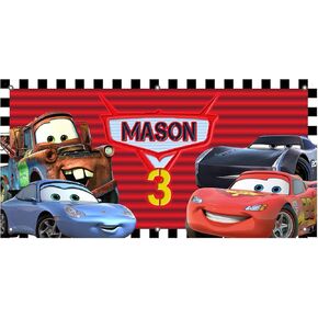 Custom Birthday Banner for Cars Theme Party 24"x48" or 42"x84"