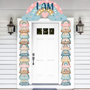 Pasimy 25 PCS Boho الفصل الدراسي ديكورات ملهمة قوس قزح الباب ديكورات قوس قزح الشكل القاطعات للطلاب المنزليين في الفصل الدراسي.