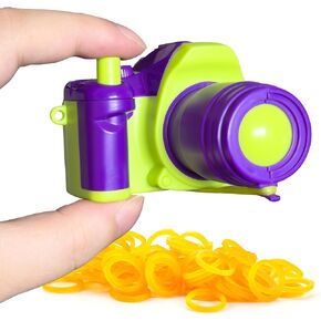 Mini Camera Rubber Band Gun Fun Toy for Shooting and Play 2.7-Inch Size with Keychain Hole (Green)