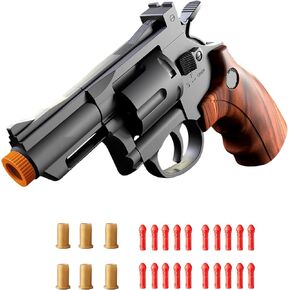 Toy Gun, Soft Bullet Toy Revolver, Game Catapult Toy Gun Foam Blaster, Christmas Birthday Gifts for Boys Kids Adult (Brown)