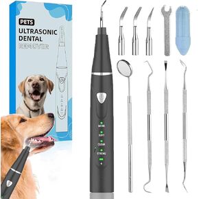 Dental Plaque Remover Tool——Dog Teeth Cleaning Kit，Dental Scraper for Tartar and Plaque 3 Cleaning Moder USB Charge Teeth Cleaning Tools with LED Light(Black 01)