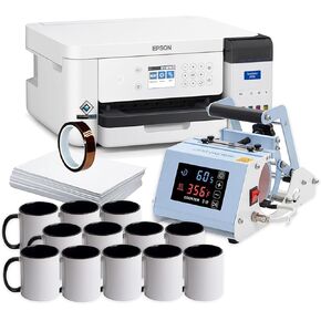 طابعة Epson Surecolor F170 Dye-Sublimation. يتضمن مجموعة كاملة من الحبر ، دليل المستخدم ، كابل طاقة التيار المتردد ، 9 "× 12" الضغط على الحرارة ، الشريط الحراري ، 8.5 "× 11" و 8.5 "× 14" ورقة SCF170