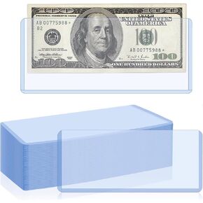 32 Pack Dollar Bill Sleeves, 6.8" x 2.9" Banknotes Top-Insert Holders, Hard Plastic Clear Money Holder, Waterproof Currency Sleeves Dollar Display Protector Organizer Case Supplies for Collectors