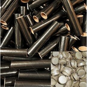 Generic (12) 1"" x 6"" x 1/8"" Black Tube with 24 Paper caps