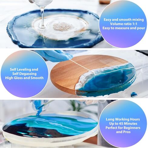 Pnente 32oz epoxy Resin Kit-التسوية الذاتية ، فقاعات الصفر وحارس الأشعة فوق البنفسجية لمدة 5 سنوات لجداول النهر ، المجوهرات ، فن الراتنج-ملائم المبتدئين 1: 1 ، غير سامة وغير صفراء (2x 16oz) in Saudi Arabia