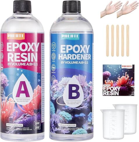 Pnente 32oz epoxy Resin Kit-التسوية الذاتية ، فقاعات الصفر وحارس الأشعة فوق البنفسجية لمدة 5 سنوات لجداول النهر ، المجوهرات ، فن الراتنج-ملائم المبتدئين 1: 1 ، غير سامة وغير صفراء (2x 16oz) in Saudi Arabia