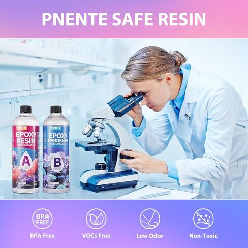 Pnente 32oz epoxy Resin Kit-التسوية الذاتية ، فقاعات الصفر وحارس الأشعة فوق البنفسجية لمدة 5 سنوات لجداول النهر ، المجوهرات ، فن الراتنج-ملائم المبتدئين 1: 1 ، غير سامة وغير صفراء (2x 16oz) in Saudi Arabia