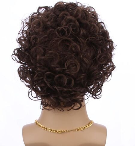 Brown Wig for Boys Kids Disco Wigs Short Curly Brown 70'S Costumes Child Afro Wigs Synthetic hair for Halloween Party (Wig+ Glasses+ Necklace+ Mustache) in Saudi Arabia