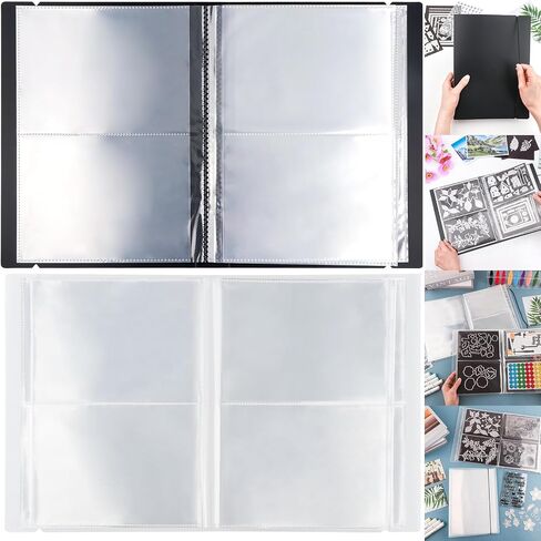 2 Pack Large Sticker Photo Storage Album, Stamp & Cutting Dies Storage Book Organizer Folder for Cards Storage DIY Scrapbooking Card Making Supplies 20 Pages 80 Pockets / Pack ( Clear + Black) in Saudi Arabia