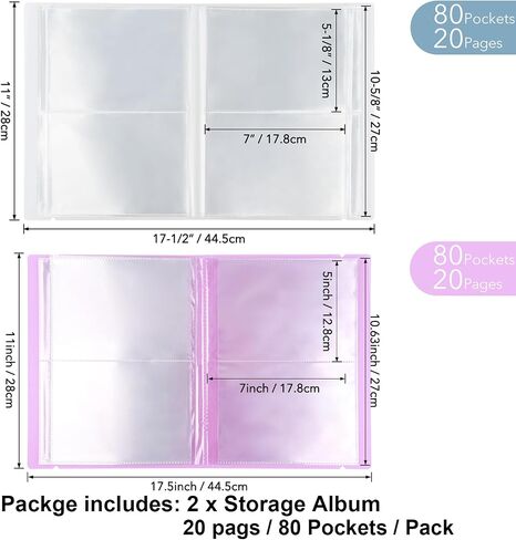 2 Pack Large Sticker Photo Storage Album, Stamp & Cutting Dies Storage Book Organizer Folder for Cards Storage DIY Scrapbooking Card Making Supplies 20 Pages 80 Pockets / Pack ( Clear + Black) in Saudi Arabia