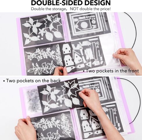 2 Pack Large Sticker Photo Storage Album, Stamp & Cutting Dies Storage Book Organizer Folder for Cards Storage DIY Scrapbooking Card Making Supplies 20 Pages 80 Pockets / Pack ( Clear + Black) in Saudi Arabia