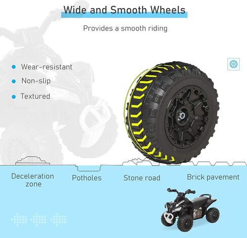 Aosom NO Power Kids Ride On Push Car, Ride Racer, Foot-to-Floor Sliding Car, Walking ATV Toy with Music, Lights, for 1.5-3 Years Old, Black in Kuwait