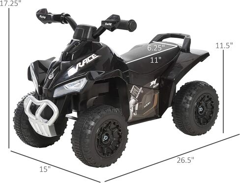 Aosom NO Power Kids Ride On Push Car, Ride Racer, Foot-to-Floor Sliding Car, Walking ATV Toy with Music, Lights, for 1.5-3 Years Old, Black in Kuwait