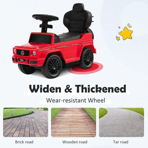 Costzon Push Car for Toddlers, 3 in 1 Mercedes Benz Stroller Sliding Walking Car w/Canopy, Handle, Armrest Guardrail, Underneath Storage, Horn Sound, Foot-to-Floor Ride On Toy for Boys Girls (Pink) in Saudi Arabia