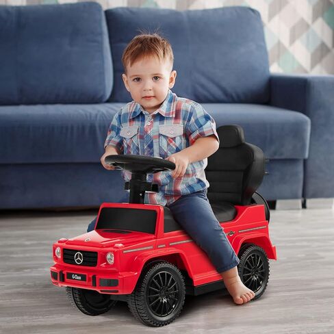 Costzon Push Car for Toddlers, 3 in 1 Mercedes Benz Stroller Sliding Walking Car w/Canopy, Handle, Armrest Guardrail, Underneath Storage, Horn Sound, Foot-to-Floor Ride On Toy for Boys Girls (Pink) in Saudi Arabia