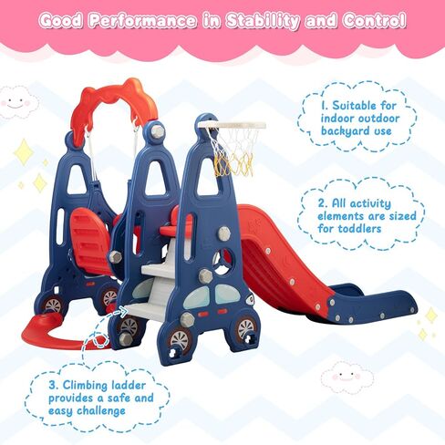 NYEEKOY 4 in 1 Toddler Swing Set and Toddler Slide for Toddlers 1-3 in Saudi Arabia