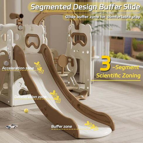 شريحة صغيرة ورجال أرجوحة للأطفال الصغار الذين تتراوح أعمارهم بين 3-5 أطفال أطفال مع ملعب درج كرة السلة في الهواء الطلق في الهواء الطلق. in Kuwait