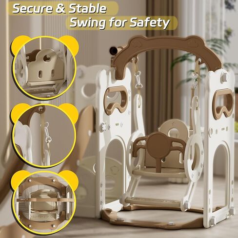 شريحة صغيرة ورجال أرجوحة للأطفال الصغار الذين تتراوح أعمارهم بين 3-5 أطفال أطفال مع ملعب درج كرة السلة في الهواء الطلق في الهواء الطلق. in Kuwait