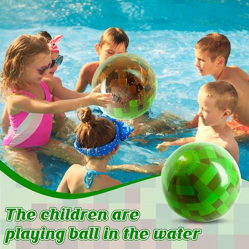 8PCS 8Inch Beach Ball Set for Green Pixel Themed Birthday Party Decorations,Pool Party Supplies,Summer Outdoor Activities,Kids Party Favors,Class Celebration & Holiday Games (8PCS Green+Brown 8inch) in Kuwait
