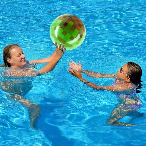 8PCS 8Inch Beach Ball Set for Green Pixel Themed Birthday Party Decorations,Pool Party Supplies,Summer Outdoor Activities,Kids Party Favors,Class Celebration & Holiday Games (8PCS Green+Brown 8inch) in Kuwait