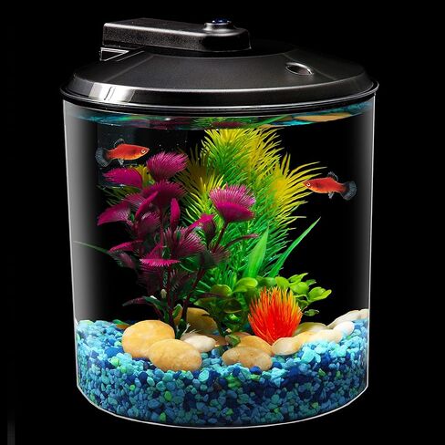 Koller Products AquaView 2-Gallon Plastic 360 Aquarium with Power Filter & LED Lighting for Tropical Fish - Betta Fish in Kuwait