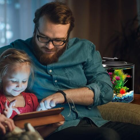 Koller Products AquaView 2-Gallon Plastic 360 Aquarium with Power Filter & LED Lighting for Tropical Fish - Betta Fish in Kuwait