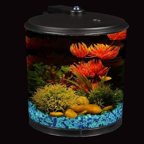 Koller Products AquaView 2-Gallon Plastic 360 Aquarium with Power Filter & LED Lighting for Tropical Fish - Betta Fish in Kuwait