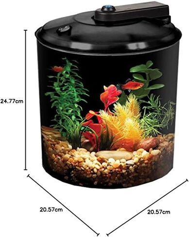 Koller Products AquaView 2-Gallon Plastic 360 Aquarium with Power Filter & LED Lighting for Tropical Fish - Betta Fish in Kuwait