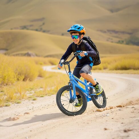 VEVOR Kids Bike, 14 Inches BMX Style Children Bicycle, Rider Height 2.95 ft - 3.77 ft, Training Wheels Included, Sturdy and Easy to Assemble, Toddler Bike for Boys & Girls Learning to Ride, Blue in Saudi Arabia