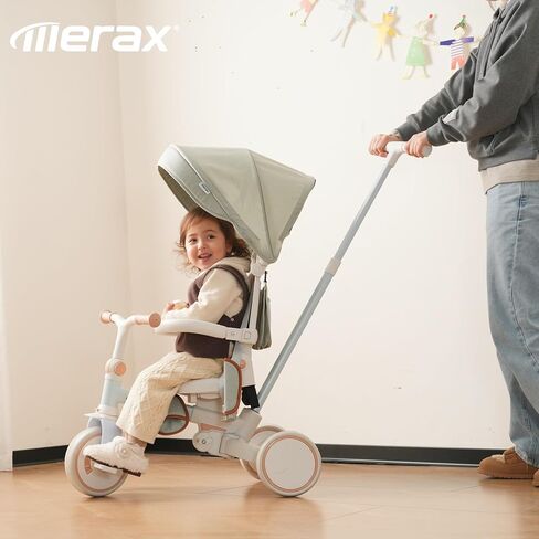 7 in 1 Baby Tricycle Toddler Trike Collapsible Frame Kid Rider Removable Pedal Ages 1Y-6Y in Kuwait